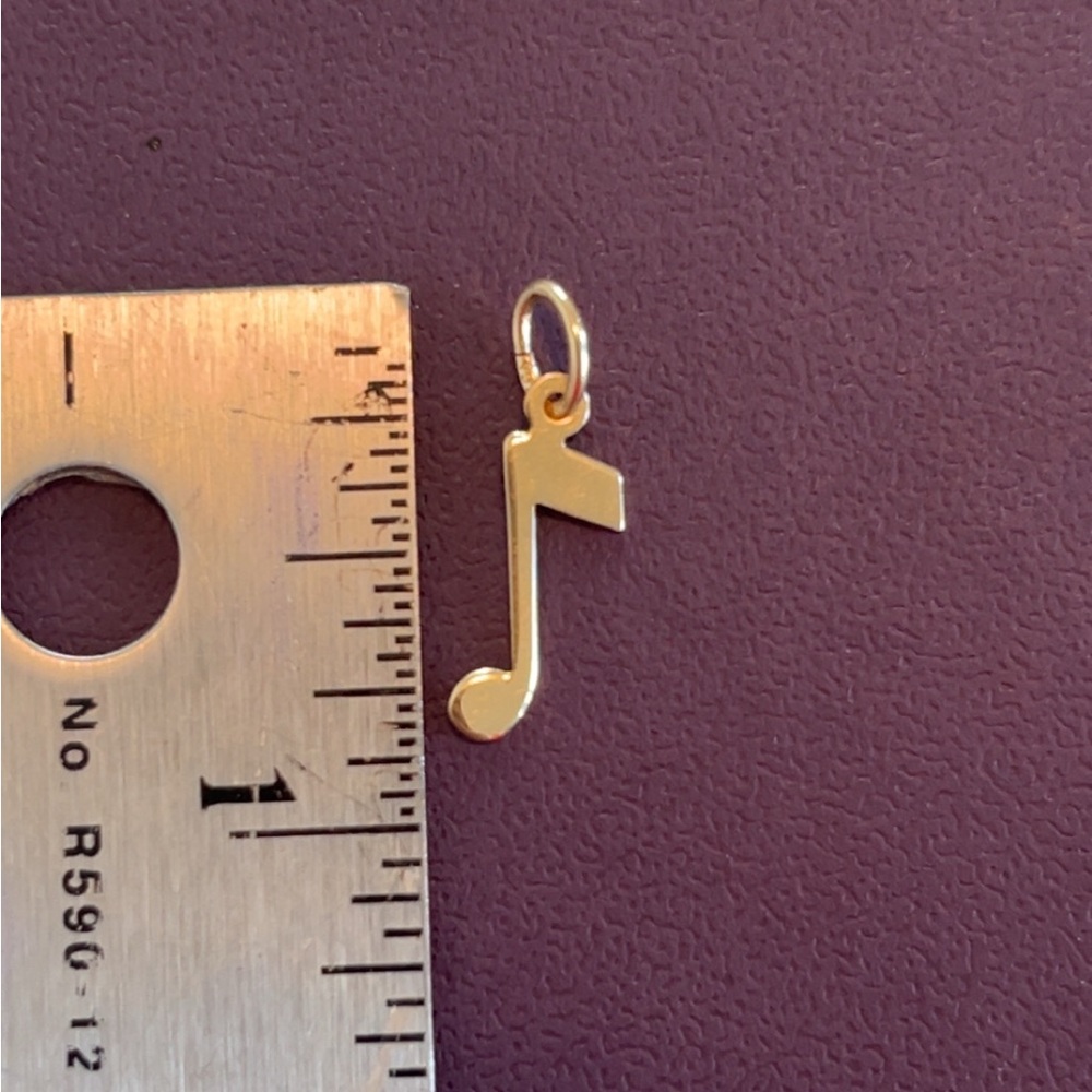 Solid Gold Music Note Charm Pendant - Picture 3 of 3